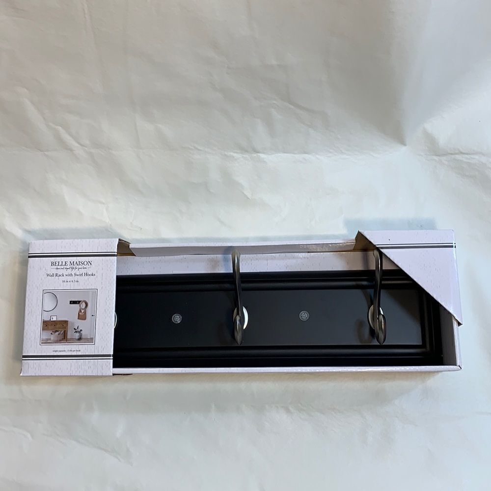 Belle Maison Decorator Wall Hook With Swirl Hooks 16 X 4.5 Organizer Hanger  NEW